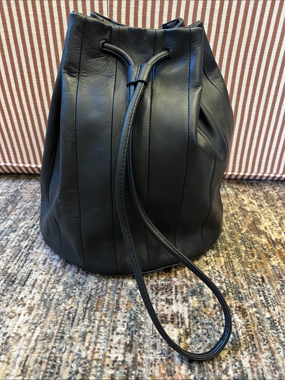 Marimekko Iso Keira Leather Shoulder Bag Black
